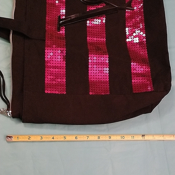 GUC Victoria's Secret Black & Pink Canvas Tote Bag - Picture 7 of 12